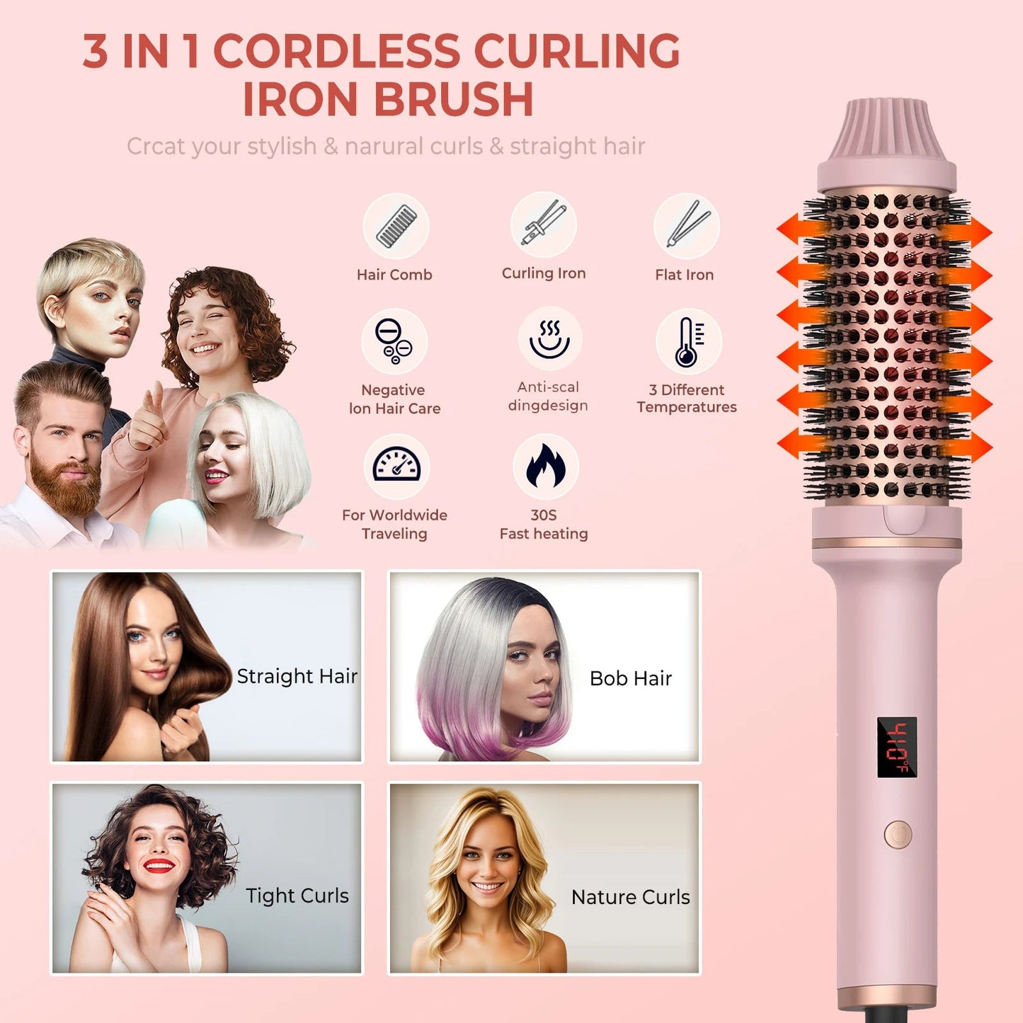 1.5 Inch Thermal Brush Curling Iron Brush - Glowstyler