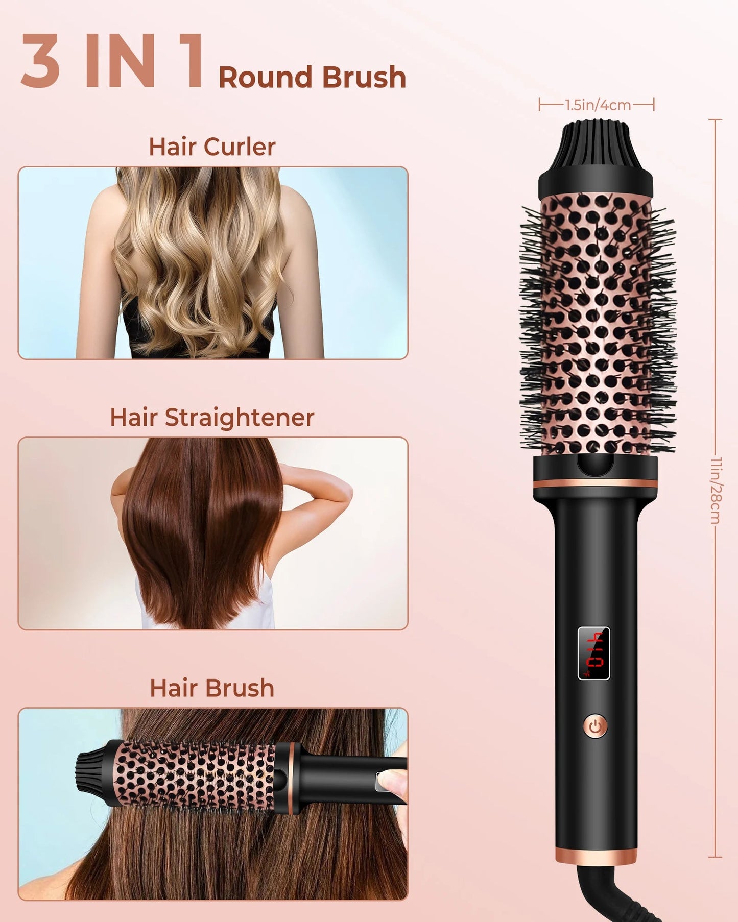 1.5 Inch Thermal Brush Curling Iron Brush - Glowstyler