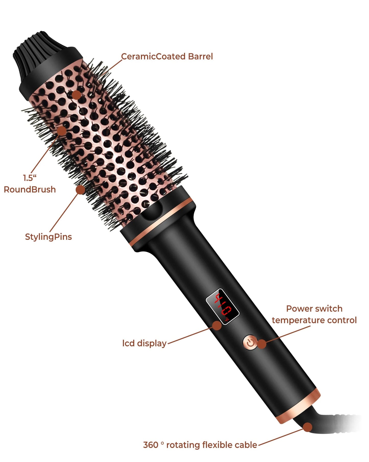 1.5 Inch Thermal Brush Curling Iron Brush - Glowstyler