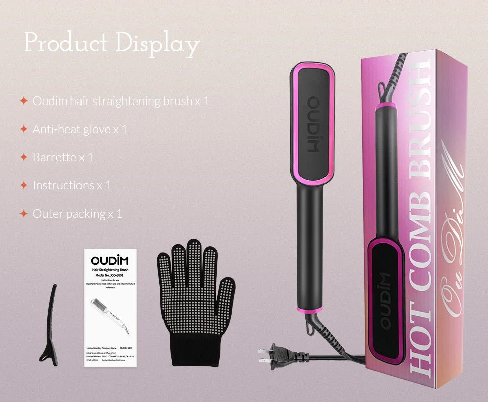 Hair Straightener Brush with Six Temperature Settings - Glowstyler