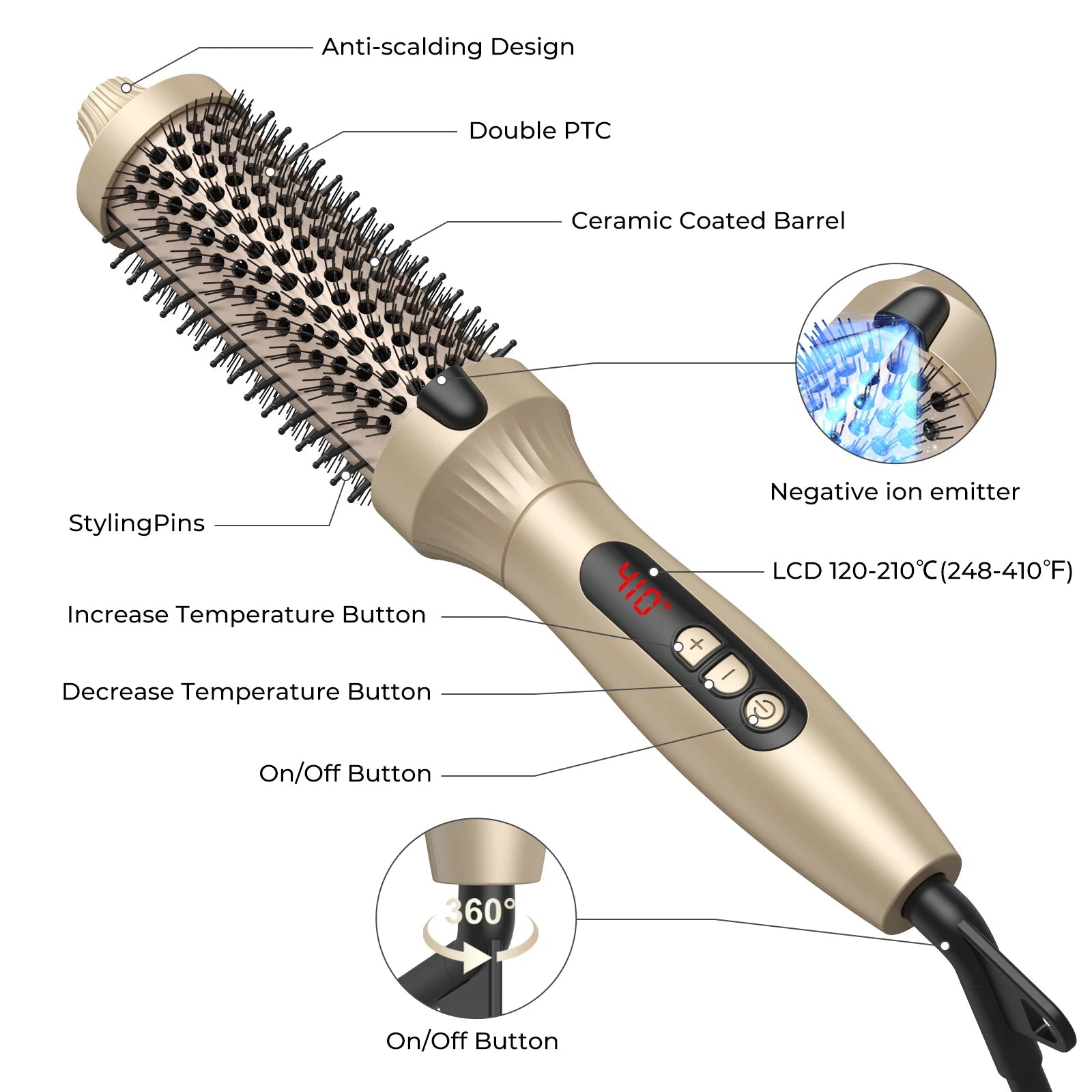 1.5 Inch Thermal Brush Curling Iron Brush - Glowstyler