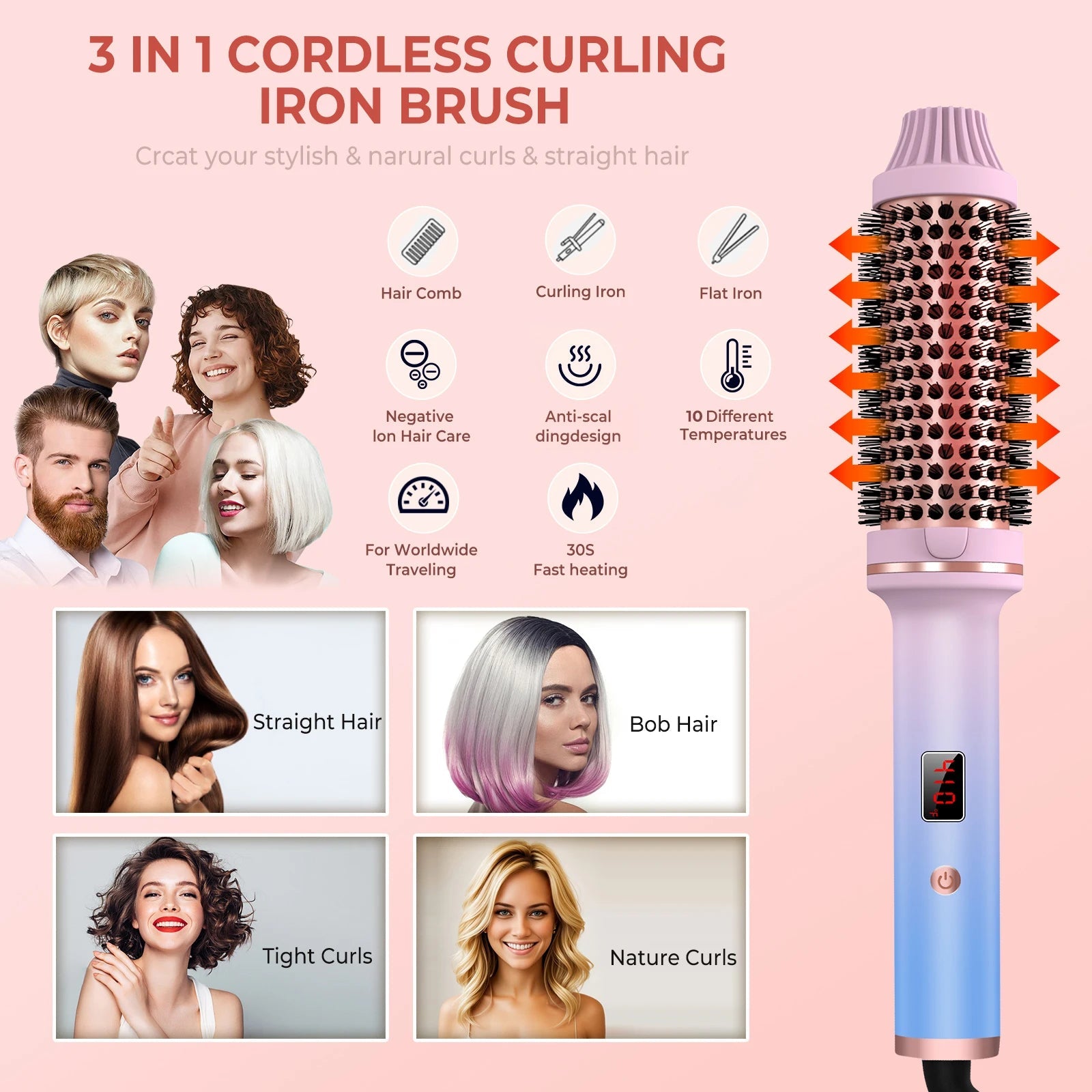 1.5 Inch Thermal Brush Curling Iron Brush - Glowstyler