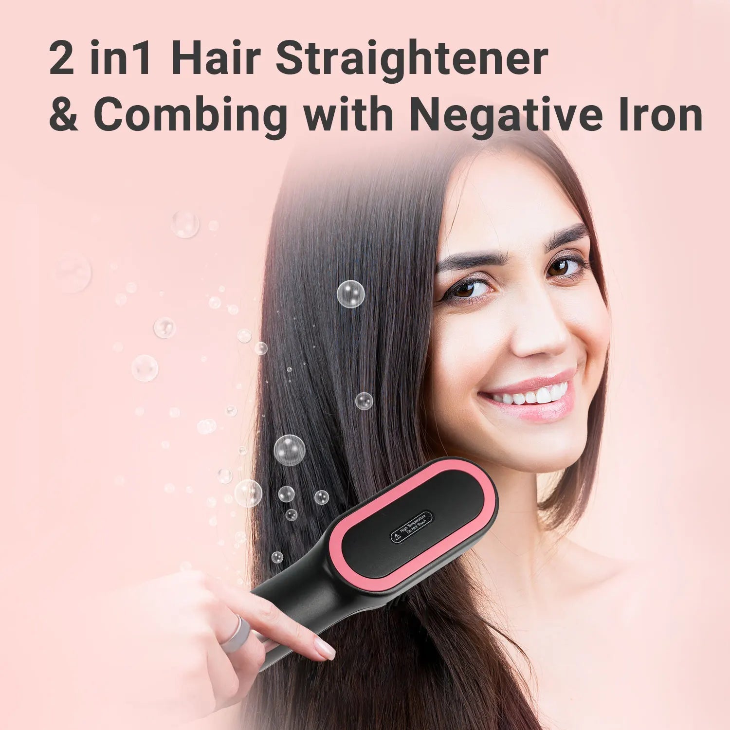 3 - in - 1 Negative Ion Hair Dryer Brush – Hot Air Styler, Straightener & Volumizer - Glowstyler