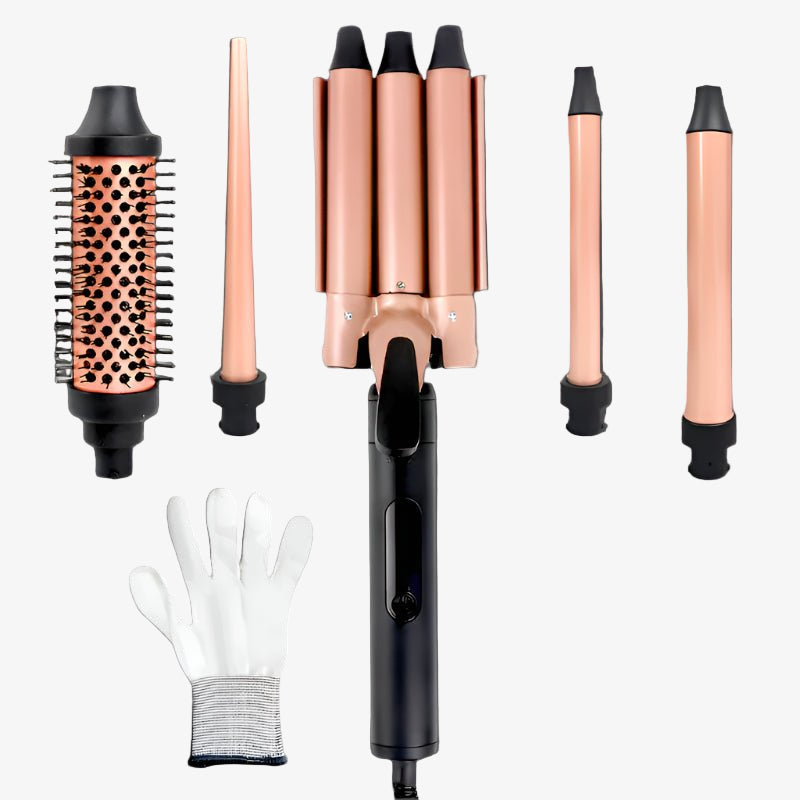 5 - in - 1 Automatic Curling Iron & Straightener Brush - Glowstyler
