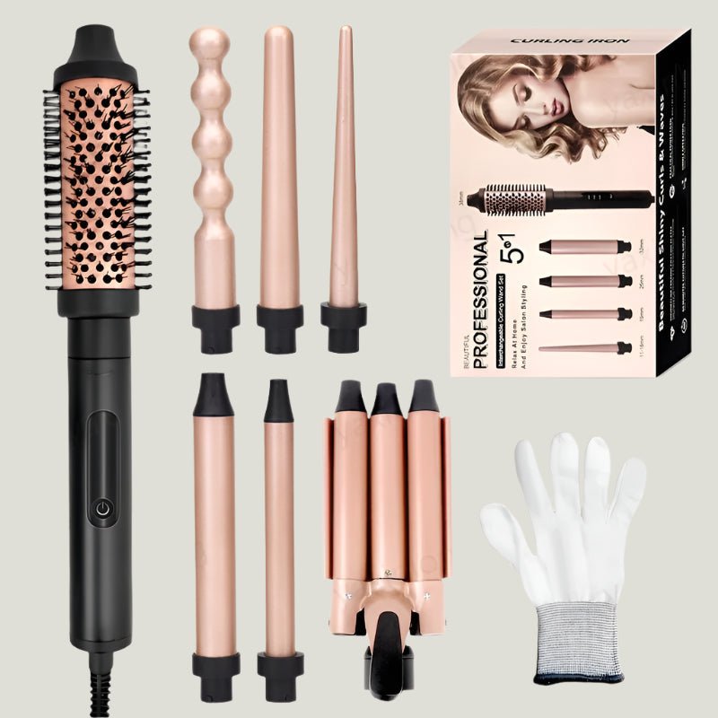 5 - in - 1 Automatic Curling Iron & Straightener Brush - Glowstyler