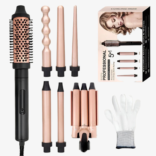 5 - in - 1 Automatic Curling Iron & Straightener Brush - Glowstyler