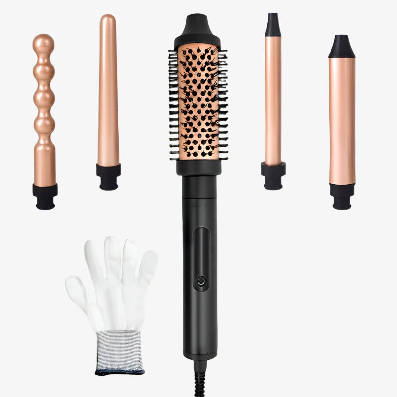 5 - in - 1 Automatic Curling Iron & Straightener Brush - Glowstyler