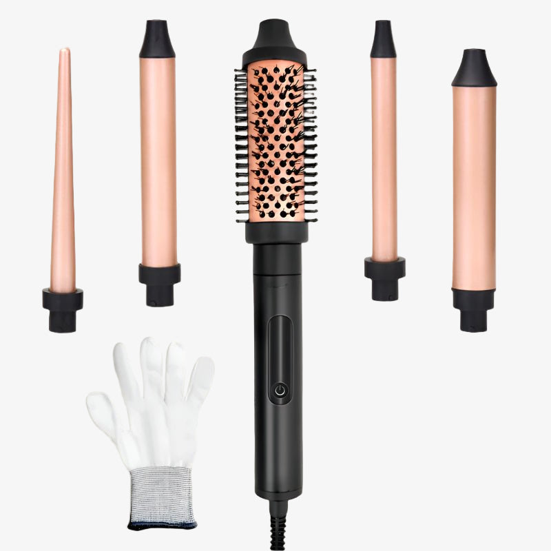 5 - in - 1 Automatic Curling Iron & Straightener Brush - Glowstyler
