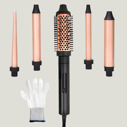 5 - in - 1 Automatic Curling Iron & Straightener Brush - Glowstyler