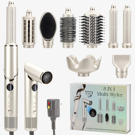 8 in 1 Hair Styling Blow Dryer Hot Air Brush Styler Salon Hair Dryer - Glowstyler