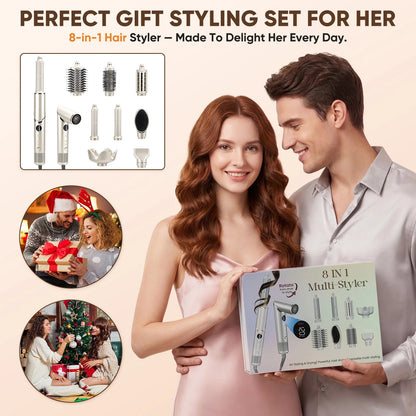 8 in 1 Hair Styling Blow Dryer Hot Air Brush Styler Salon Hair Dryer - Glowstyler