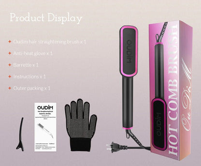 Hair Straightener Brush with Six Temperature Settings - Glowstyler