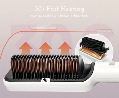 Hair Straightener Brush with Six Temperature Settings - Glowstyler