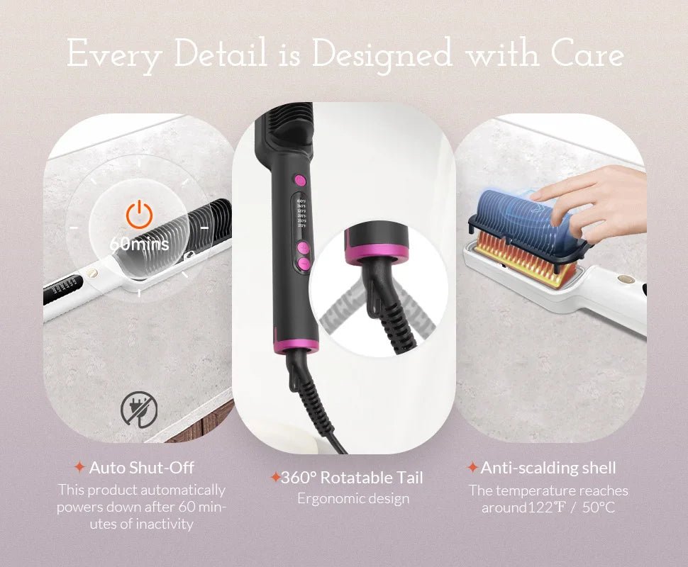 Hair Straightener Brush with Six Temperature Settings - Glowstyler