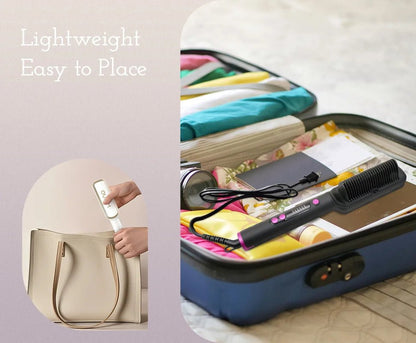 Hair Straightener Brush with Six Temperature Settings - Glowstyler