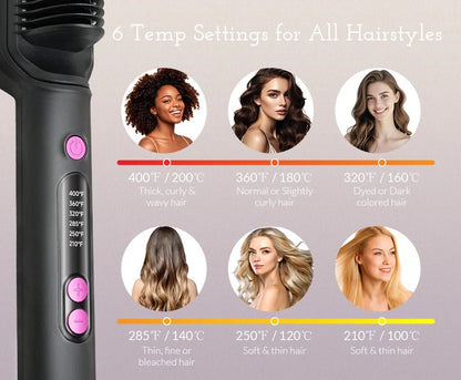 Hair Straightener Brush with Six Temperature Settings - Glowstyler