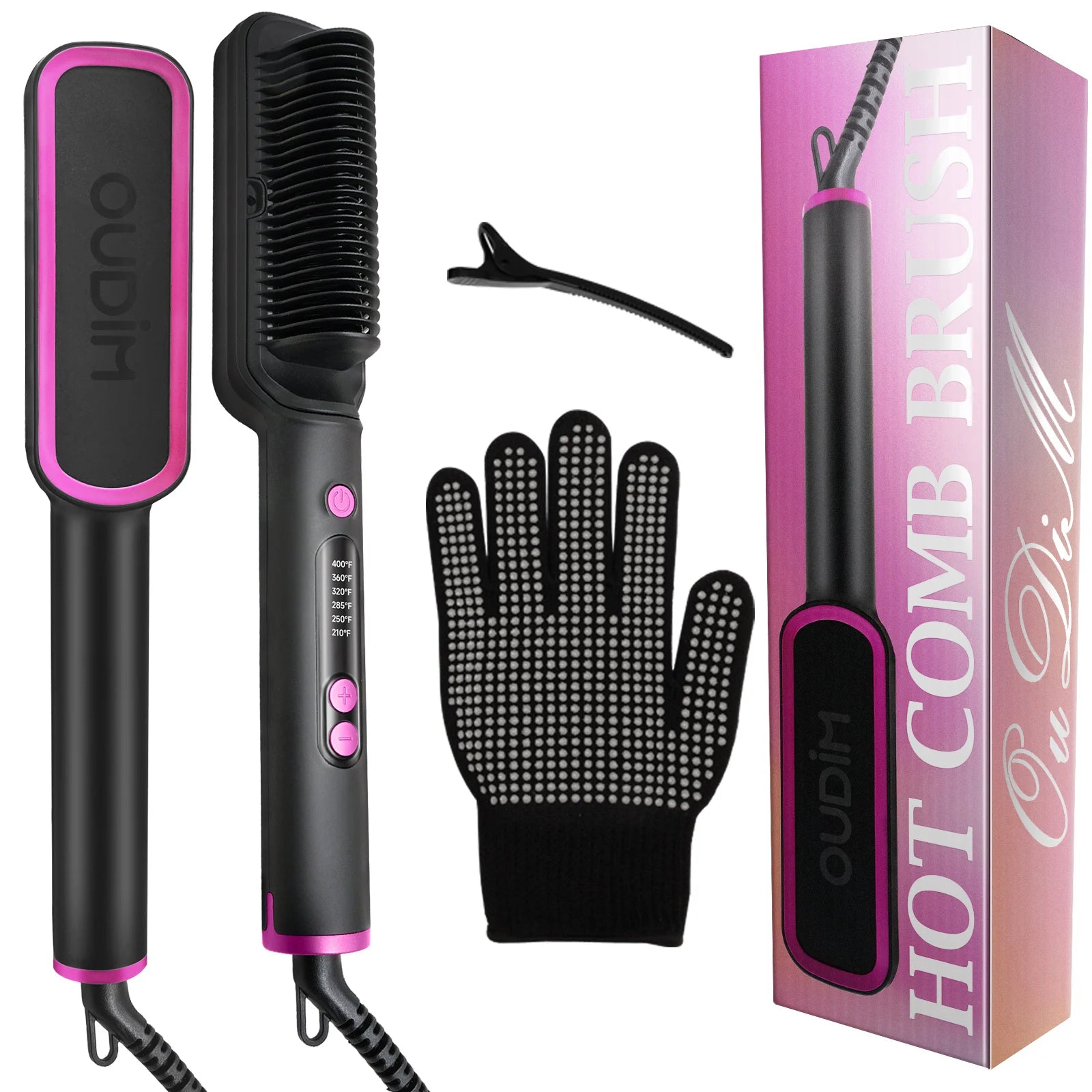 Hair Straightener Brush with Six Temperature Settings - Glowstyler