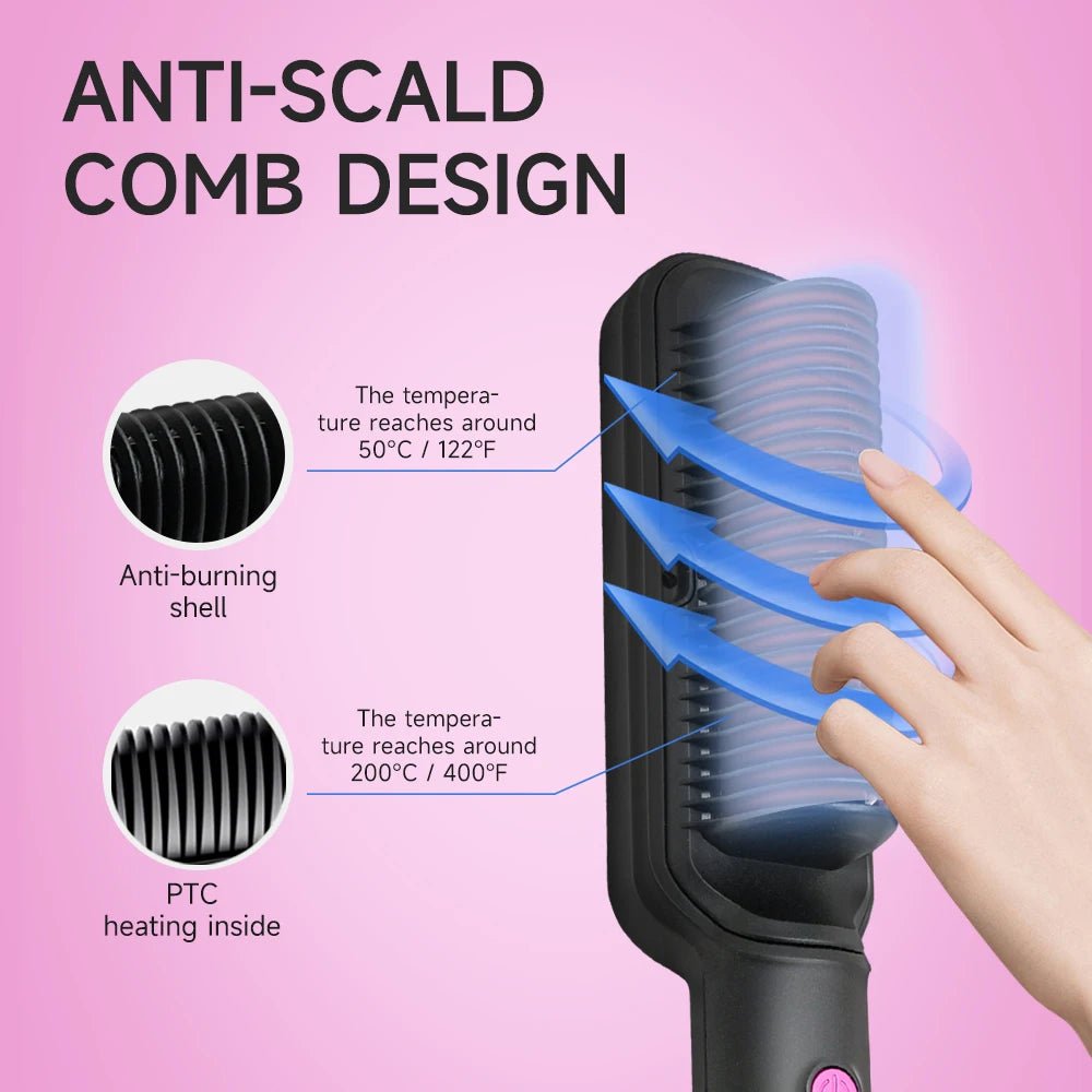 Hair Straightener Brush with Six Temperature Settings - Glowstyler