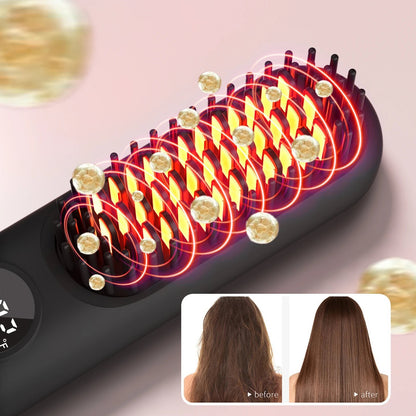 Rechargeable Waterproof Mini Portable Electric Hair Straightening Brush Comb - Glowstyler